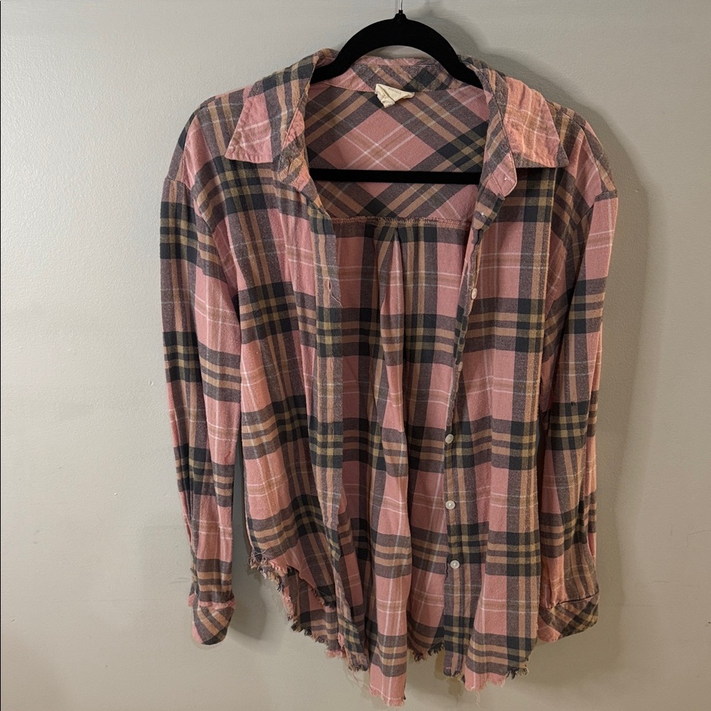 Harper Pink and Gray Plaid Top